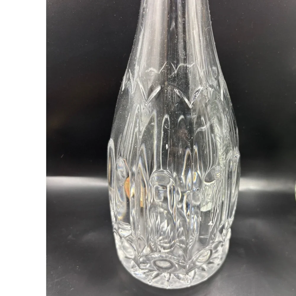 Vintage Glass Liquor Decanter with Fan Shell Stopper Starburst Base 13